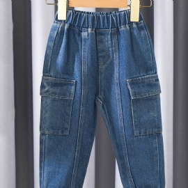 2023 Nye Jenter Gutter Solid Denim Casual Jeans Joggerbukser