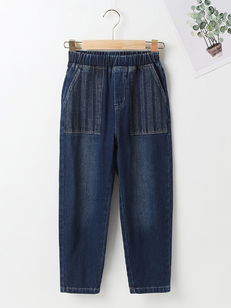 Avsmalnende Jeans For Gutter Med Elastisk Linning