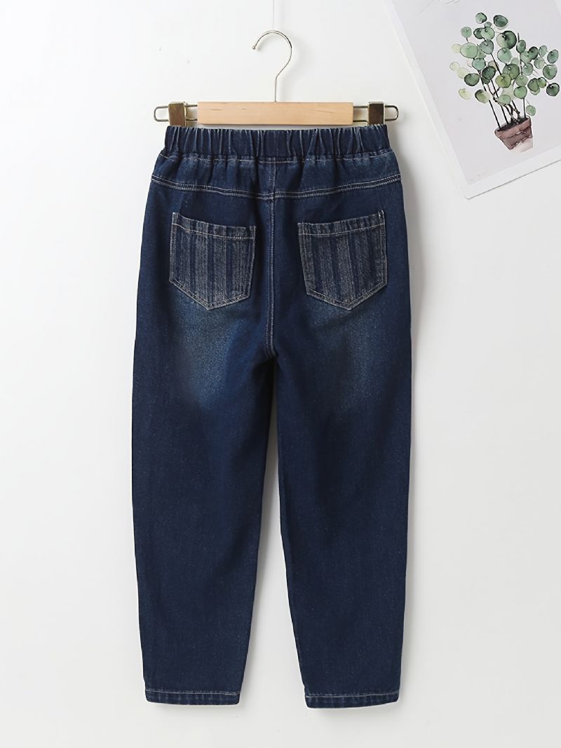Avsmalnende Jeans For Gutter Med Elastisk Linning