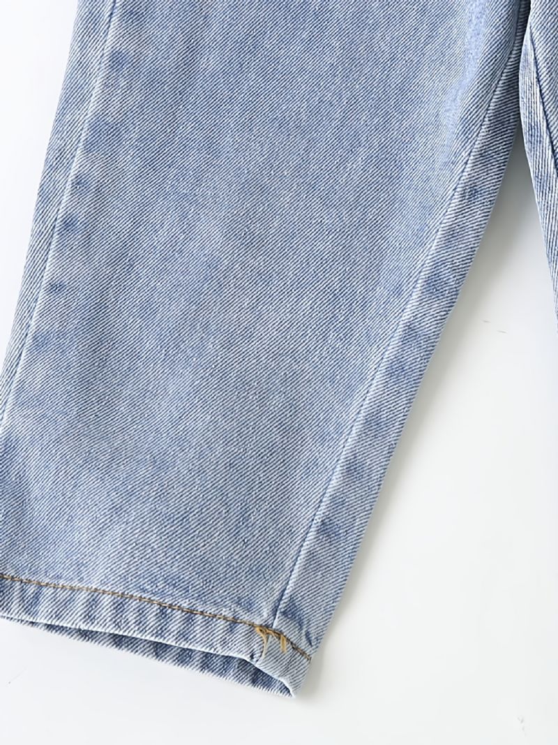 Baby Barn Gutter Solid Jeans Elastisk Midje Denimbukser Barneklær