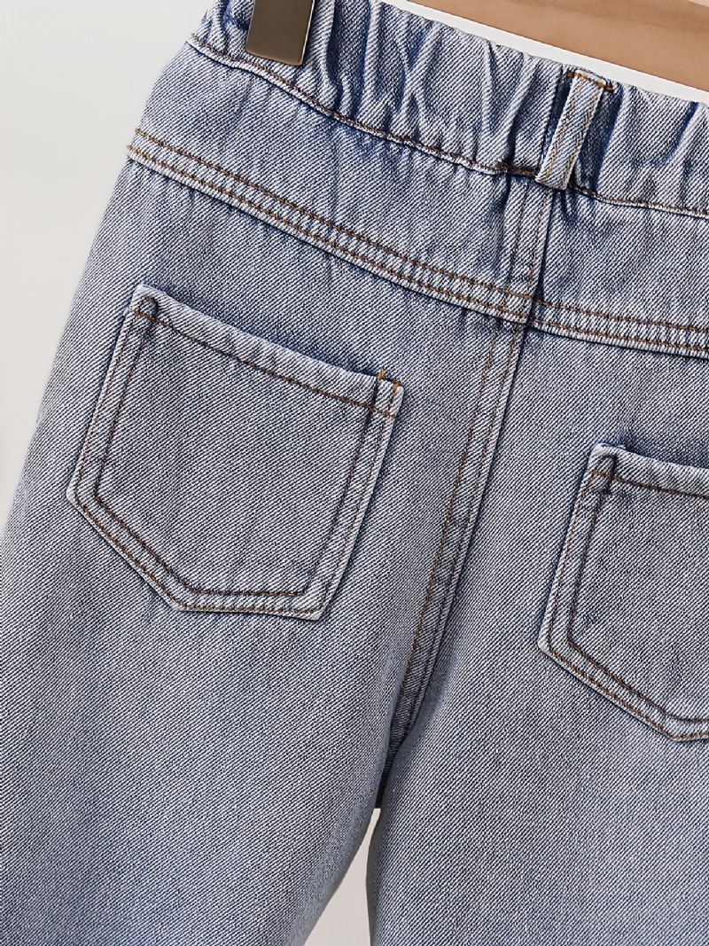 Baby Gutter Jeans Casual Ensfargede Bukser Barneklær