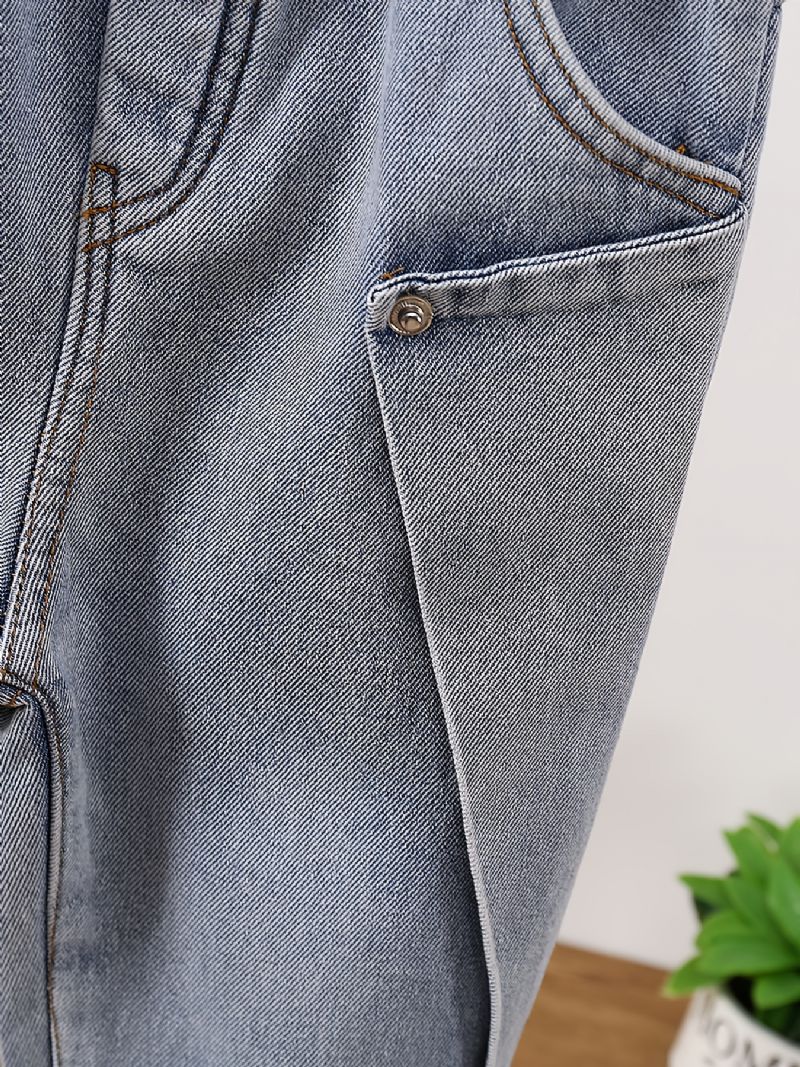 Baby Gutter Jeans Casual Plysj Varm Elastisk Midjebukser Barneklær