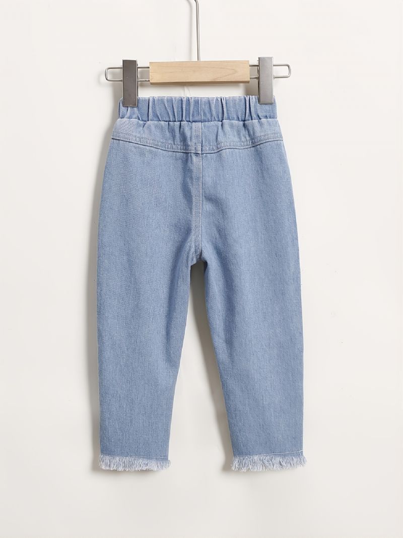 Baby Jenter Casual Jeans Hjerte Broderi Bukser Barneklær