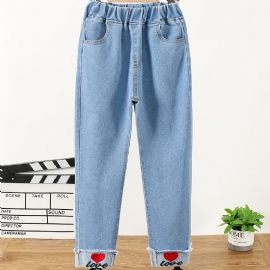 Baby Jenter Denim Casual Jeans Broderi Vår Høst