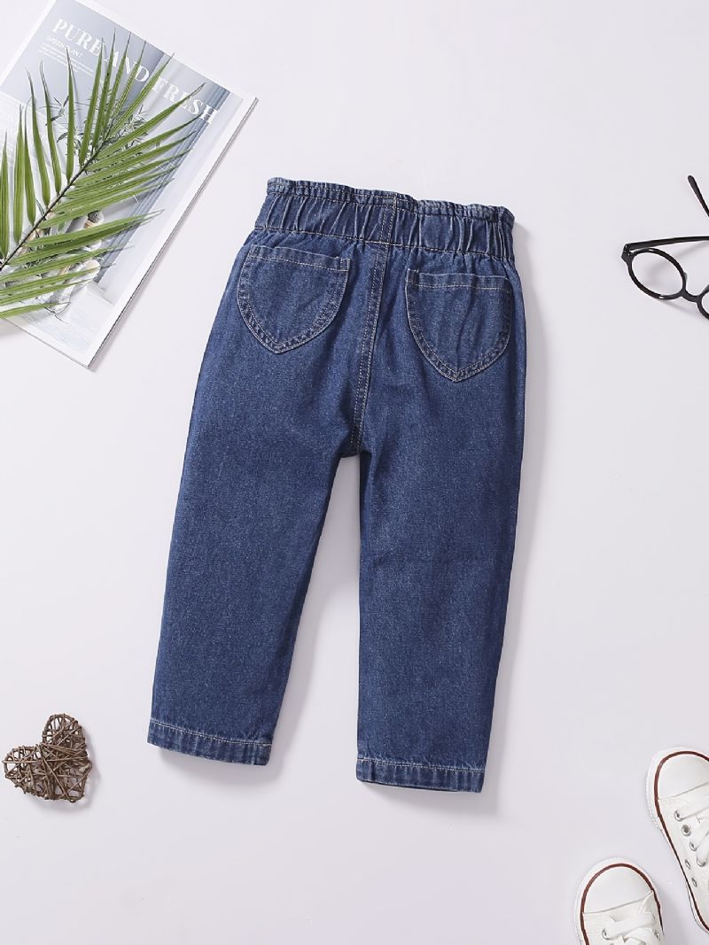 Baby Jenter Denim Casual Mote Jeans Blomster Print Pant Barneklær