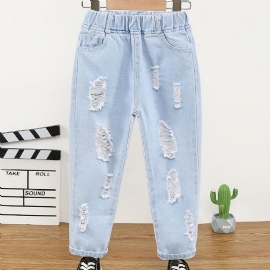 Babyjenter Distressed Casual Jeans Lyseblå