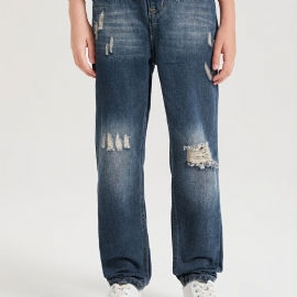 Barn Gutter Ripped Denim Casual Mote Jeans
