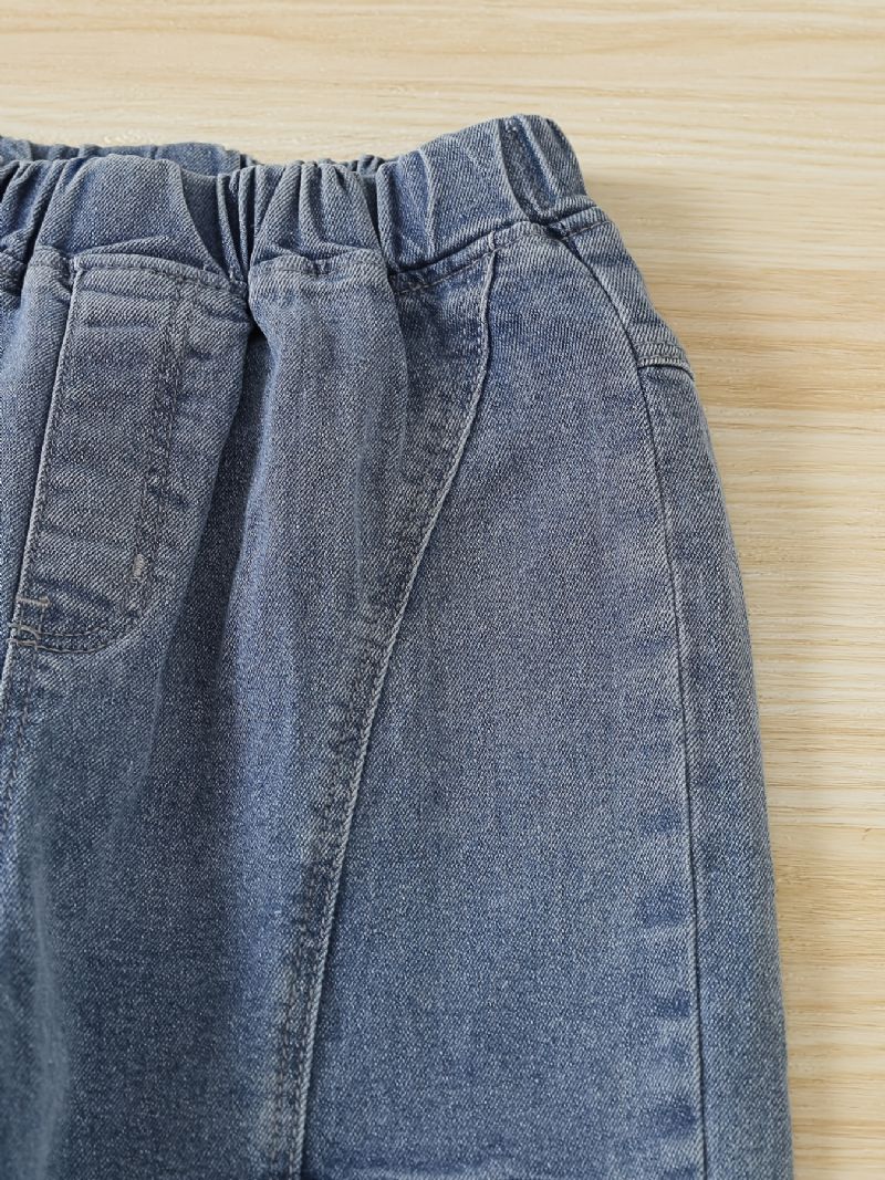 Barn Tenåringer Gutter Tapered Jeans Med Elastisk Linning