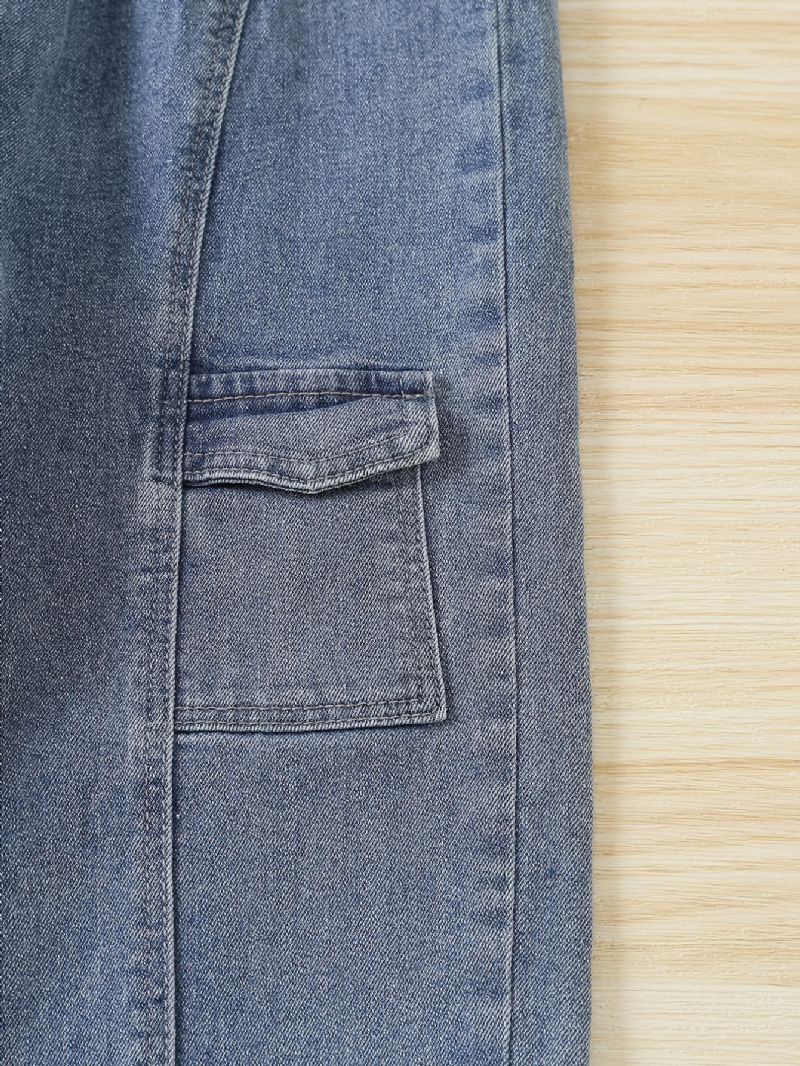 Barn Tenåringer Gutter Tapered Jeans Med Elastisk Linning