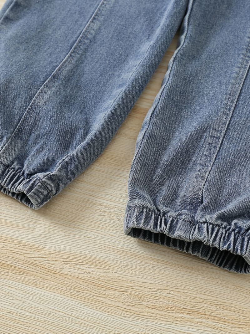 Barn Tenåringer Gutter Tapered Jeans Med Elastisk Linning