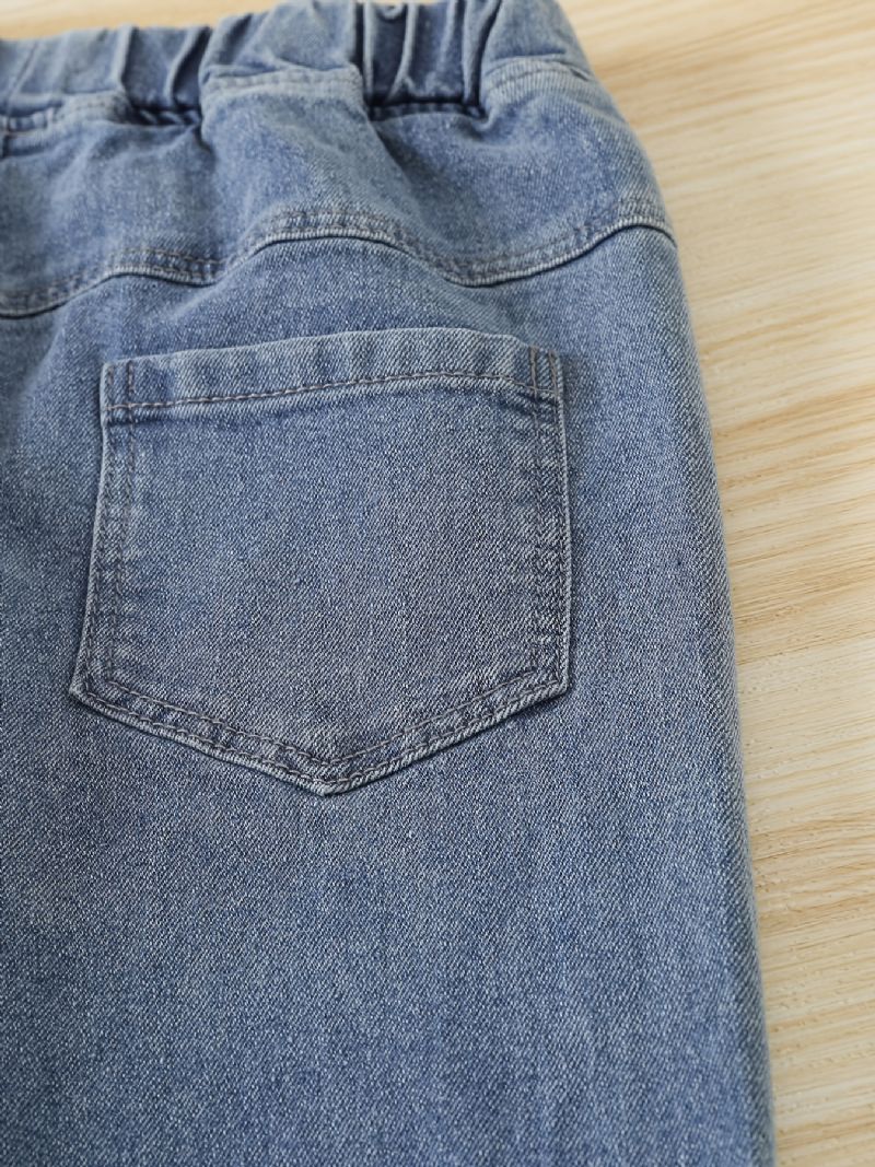 Barn Tenåringer Gutter Tapered Jeans Med Elastisk Linning