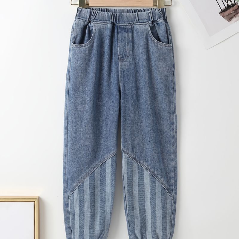 Barn Tenåringer Gutter Tapered Jeans Med Elastisk Linning