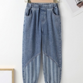 Barn Tenåringer Gutter Tapered Jeans Med Elastisk Linning