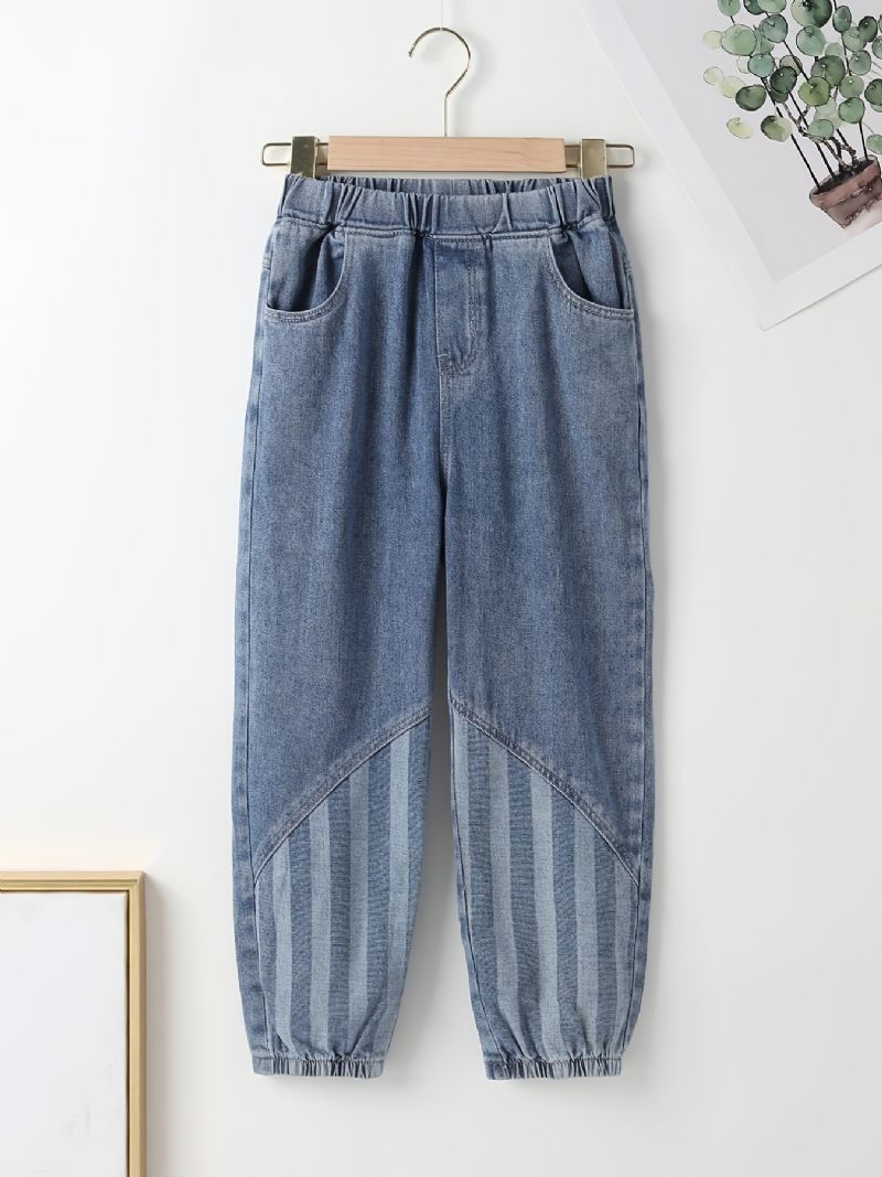 Barn Tenåringer Gutter Tapered Jeans Med Elastisk Linning