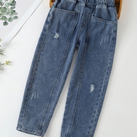 Barn Tenåringer Jenter Jeans Med Elastisk Linning Og Lommer