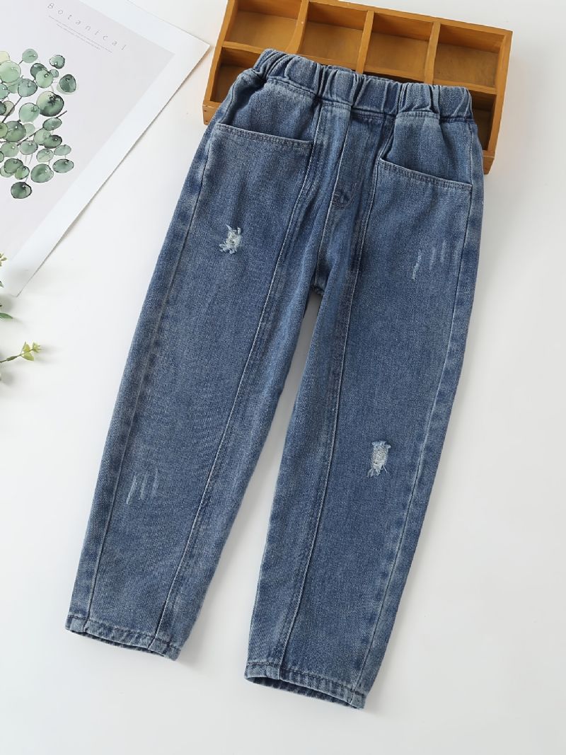 Barn Tenåringer Jenter Jeans Med Elastisk Linning Og Lommer