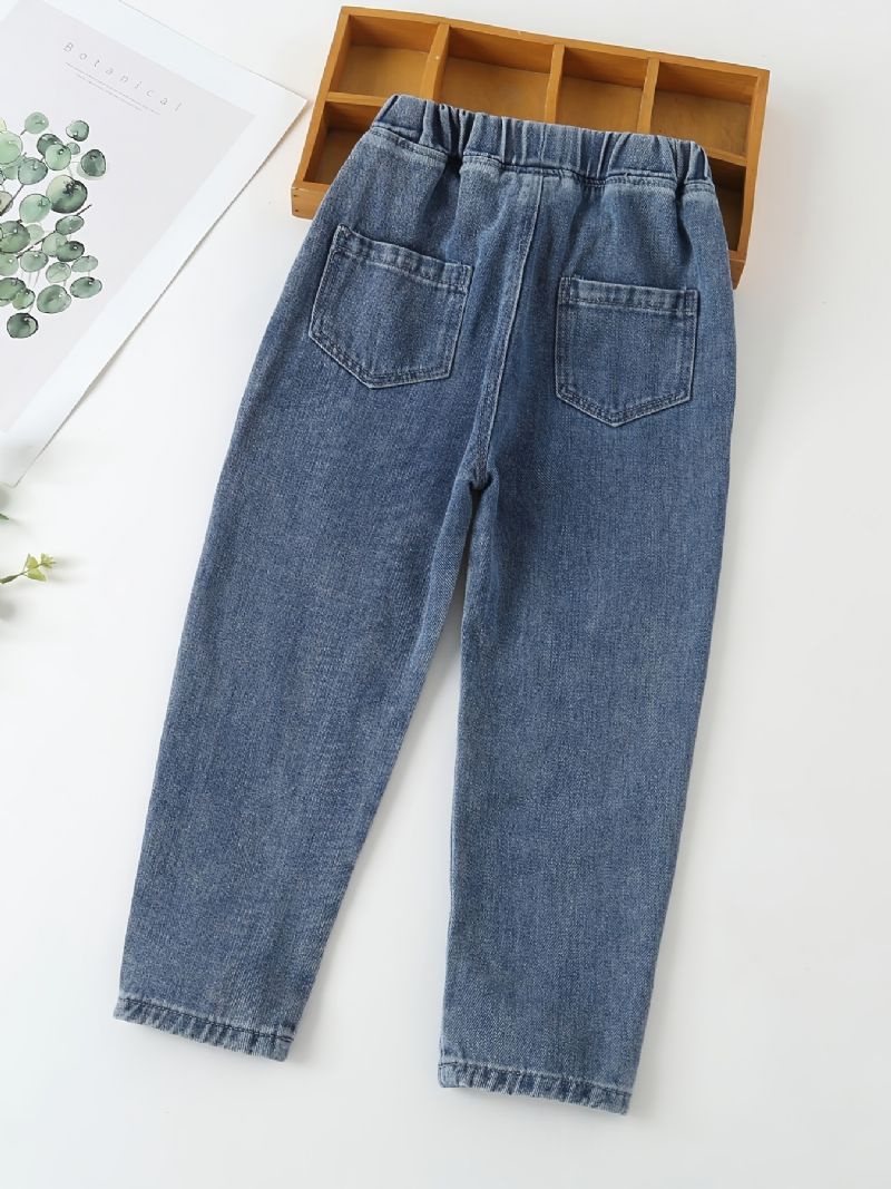 Barn Tenåringer Jenter Jeans Med Elastisk Linning Og Lommer