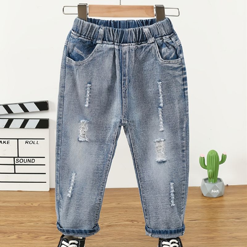 Barne Denim Casual Ripped Jeans Vår Høst