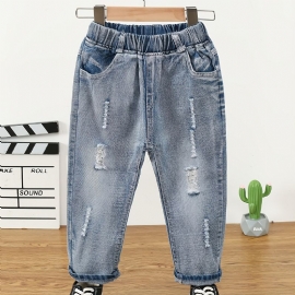 Barne Denim Casual Ripped Jeans Vår Høst