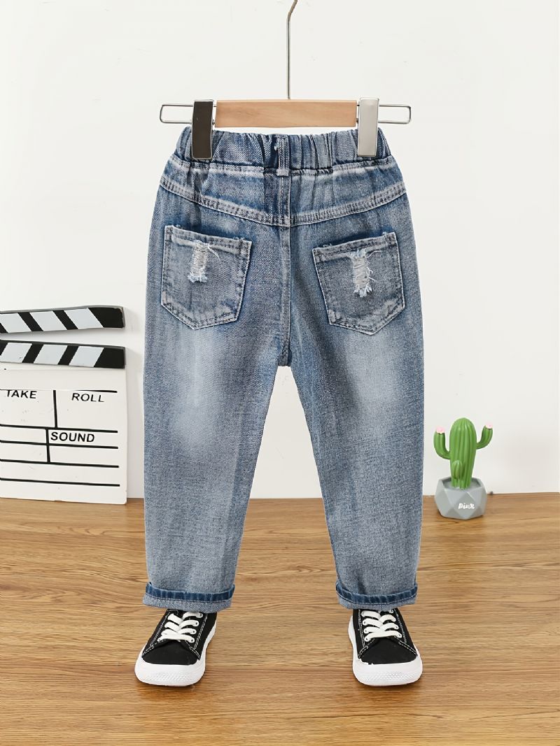 Barne Denim Casual Ripped Jeans Vår Høst