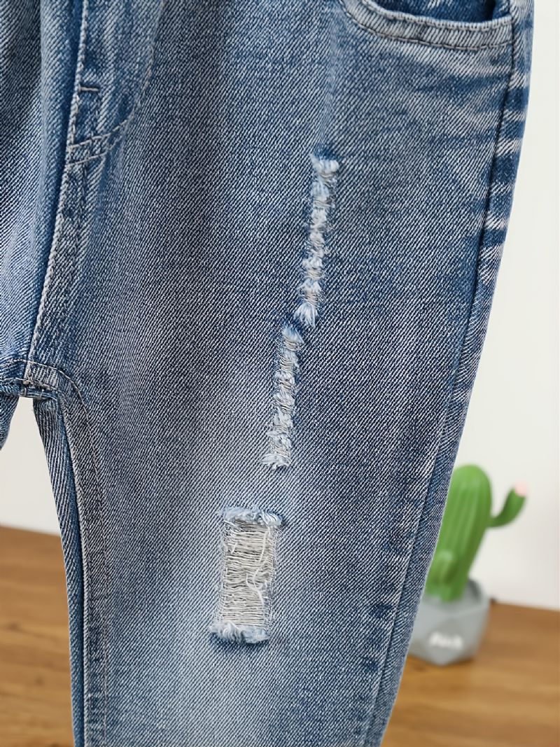 Barne Denim Casual Ripped Jeans Vår Høst