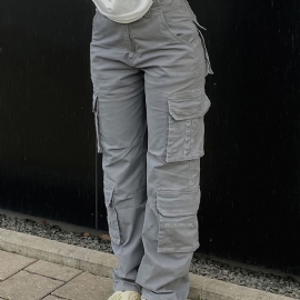 Brede Ben Baggy Cargo-bukser Med Klafflommer Jente Jeans I Y2k-stil Dameklær Og Dongeri