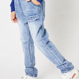 Guttebroderte Denimjeans Regular Fit Barneklær