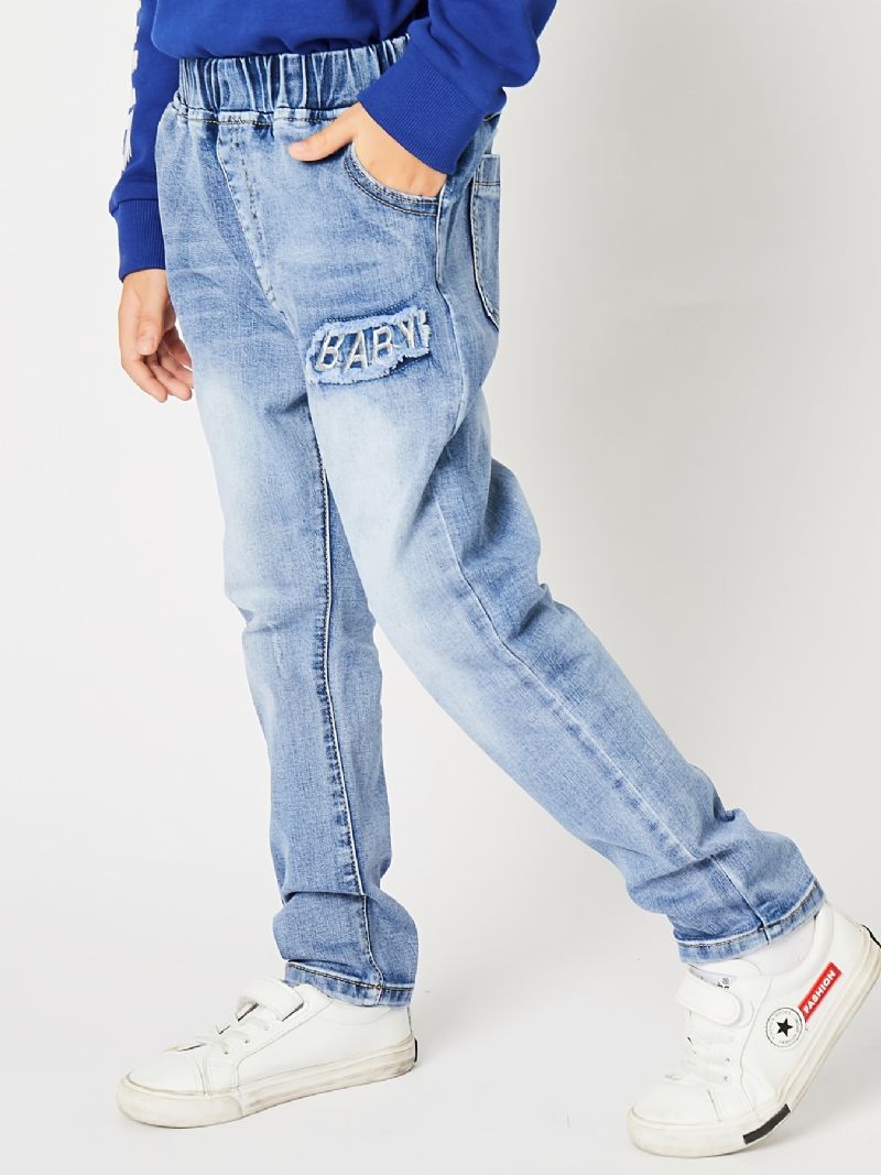 Guttebroderte Denimjeans Regular Fit Barneklær