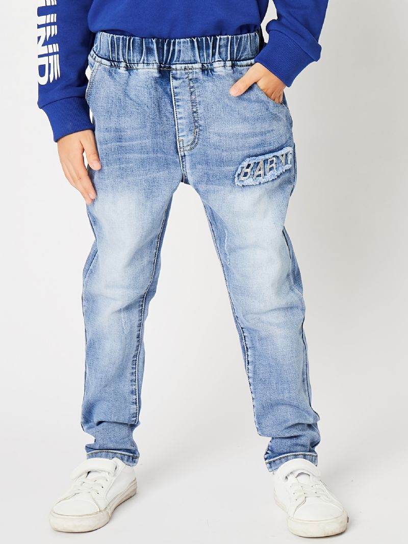 Guttebroderte Denimjeans Regular Fit Barneklær