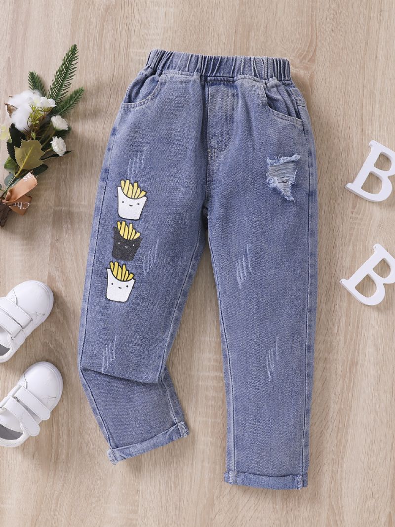 Guttens Mote Fries Print Ripped Jeans