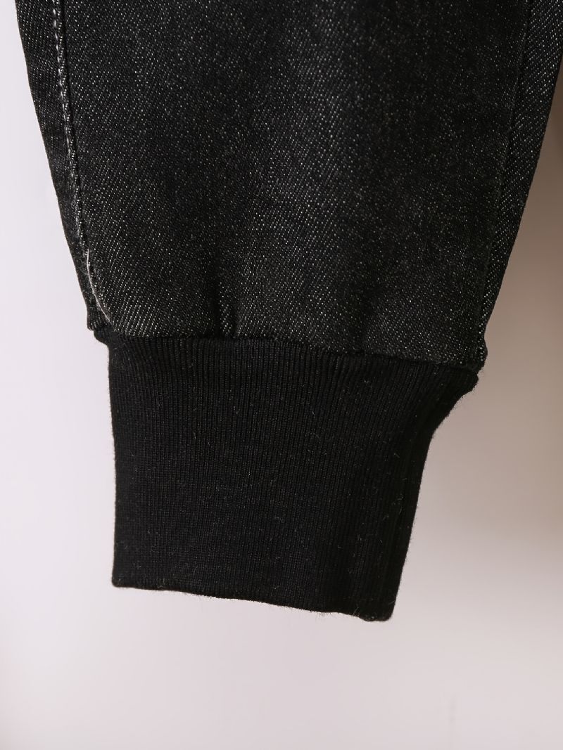 Gutter Casual Black Pocket Front Elastisk Midje Jeans Klær