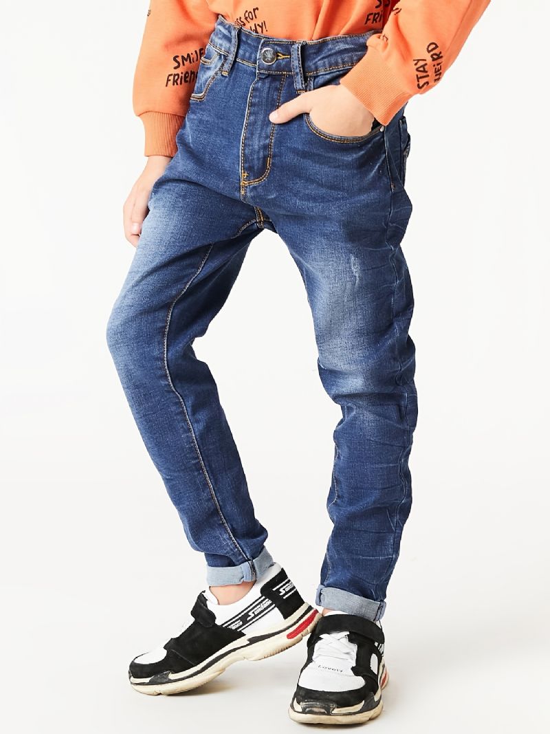 Gutter Casual Enkel Vintage Denim Jeans Rette Ben Komfortable Bukser