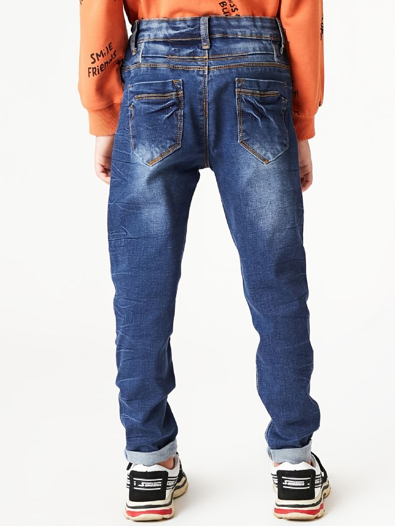 Gutter Casual Enkel Vintage Denim Jeans Rette Ben Komfortable Bukser