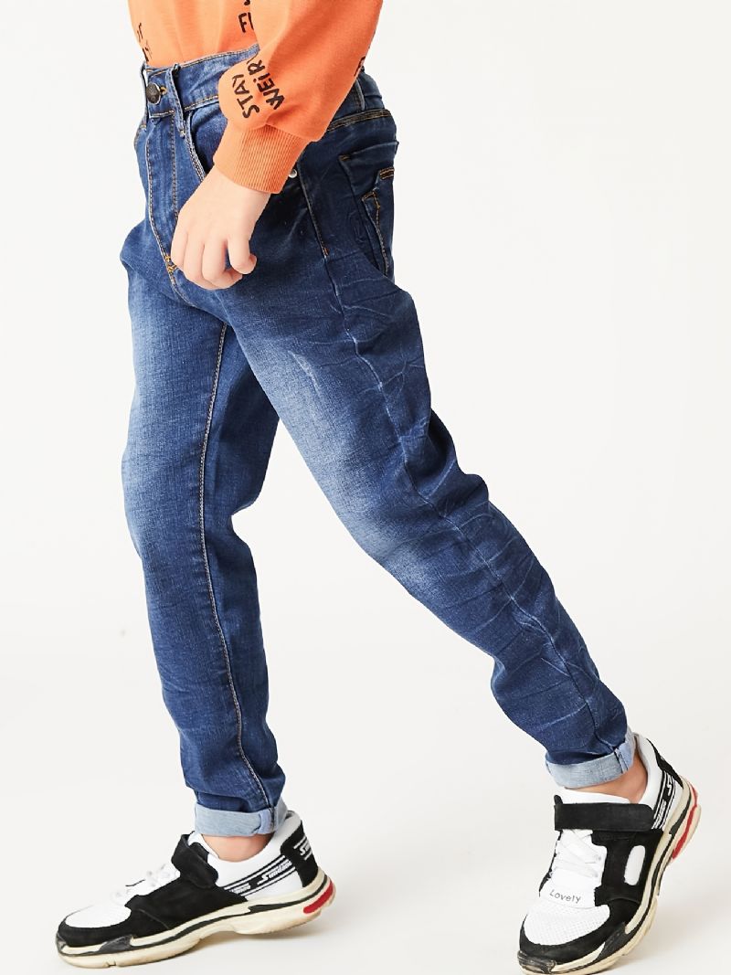 Gutter Casual Enkel Vintage Denim Jeans Rette Ben Komfortable Bukser