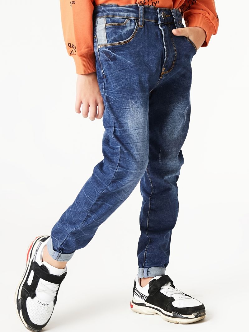 Gutter Casual Enkel Vintage Denim Jeans Rette Ben Komfortable Bukser