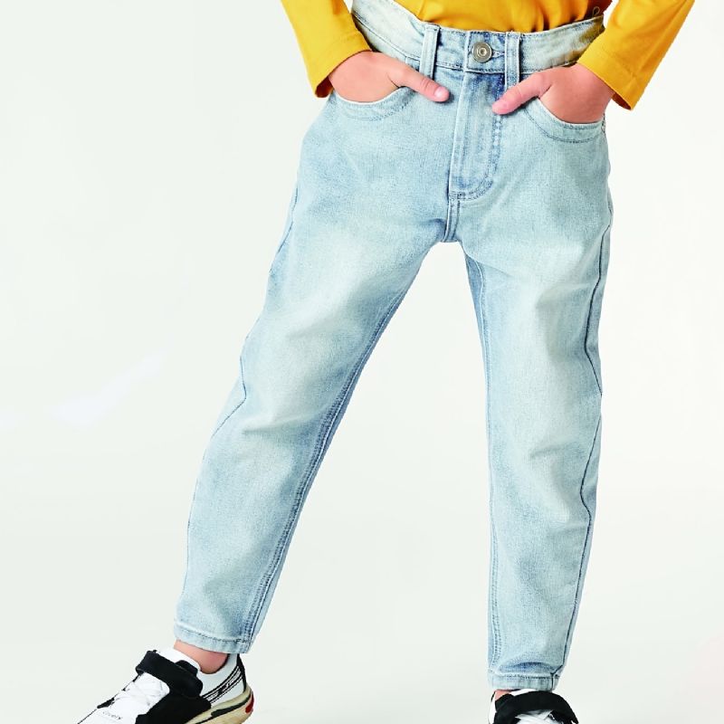 Gutter Casual Enkel Vintage Straight Leg Denim Jeans Lyseblå