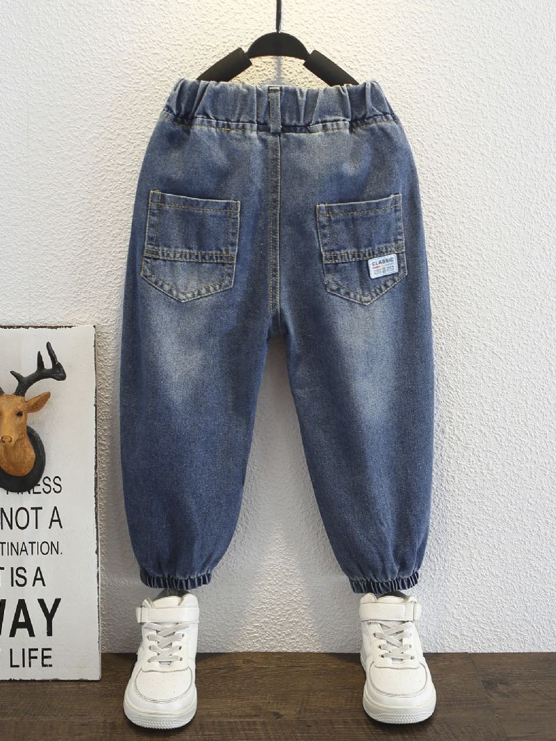 Gutter Casual Jeans Elastisk Midje Dongeribukser