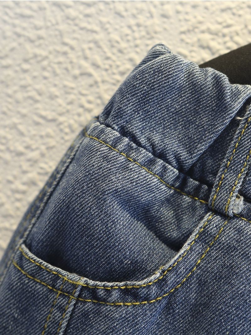 Gutter Casual Jeans Elastisk Midje Dongeribukser