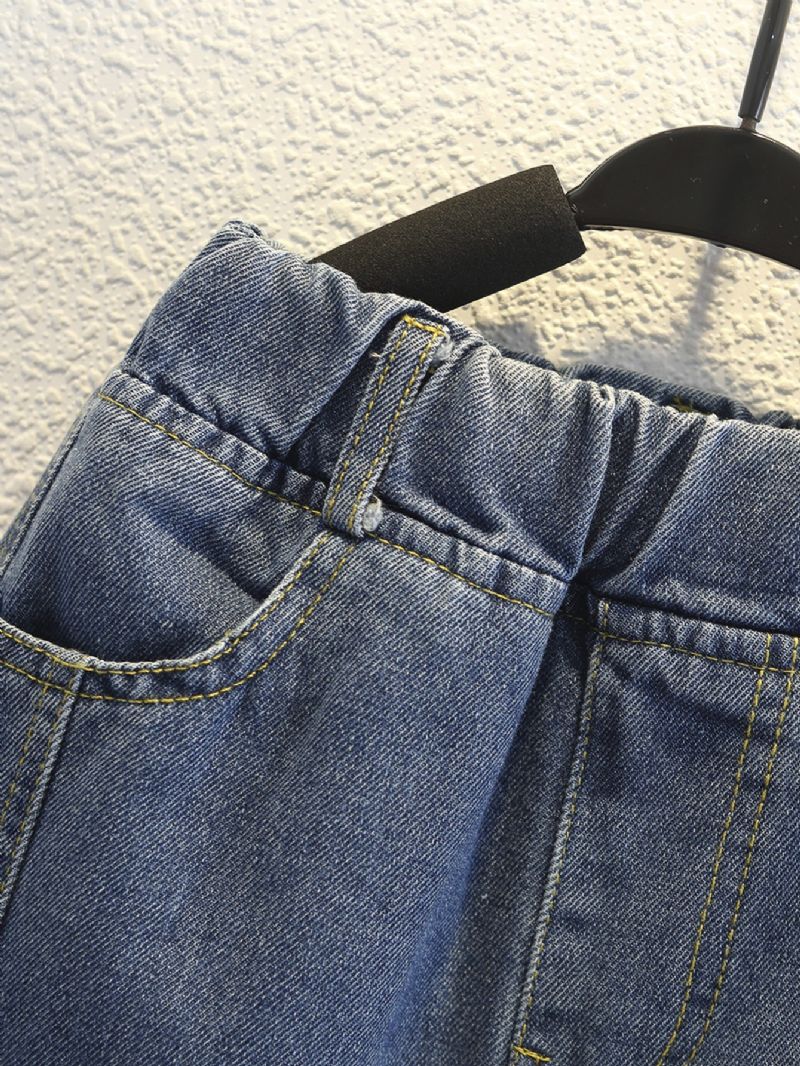 Gutter Casual Jeans Elastisk Midje Dongeribukser