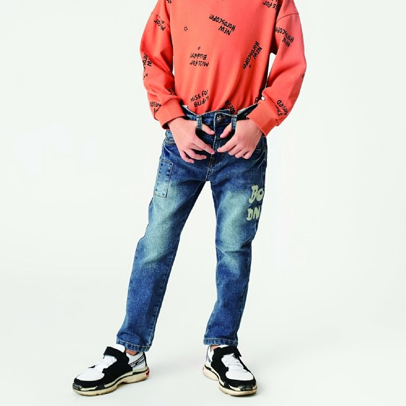 Gutter Casual Slim Fit Denim Jeans Med Dnm Print Mørkeblå