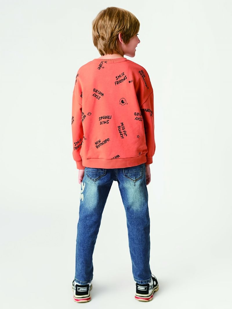 Gutter Casual Slim Fit Denim Jeans Med Dnm Print Mørkeblå