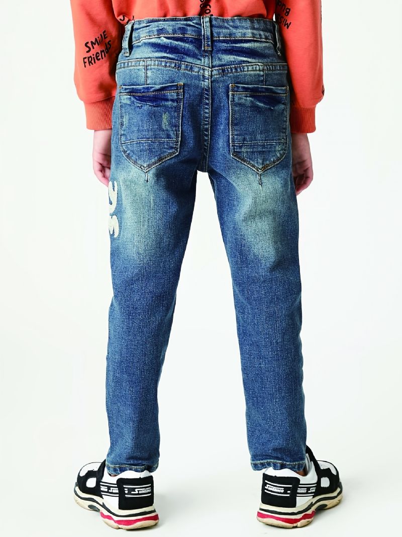 Gutter Casual Slim Fit Denim Jeans Med Dnm Print Mørkeblå