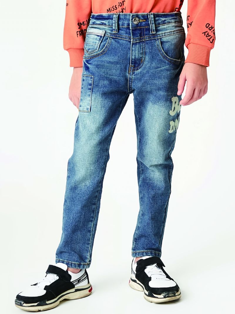 Gutter Casual Slim Fit Denim Jeans Med Dnm Print Mørkeblå