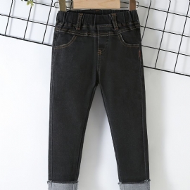 Gutter Casual Solid Black Denim Jeans Med Elastisk Midje