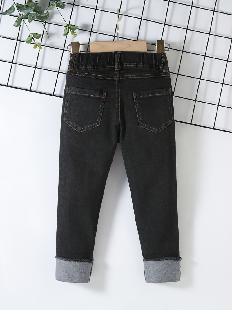 Gutter Casual Solid Black Denim Jeans Med Elastisk Midje