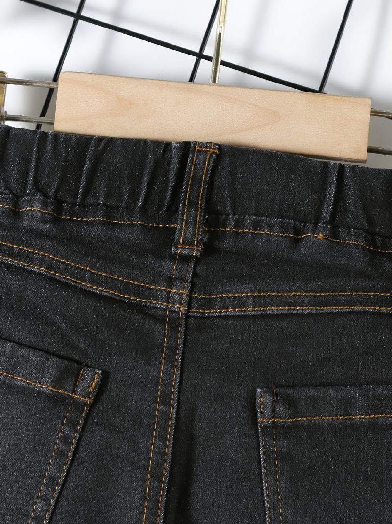 Gutter Casual Solid Black Denim Jeans Med Elastisk Midje