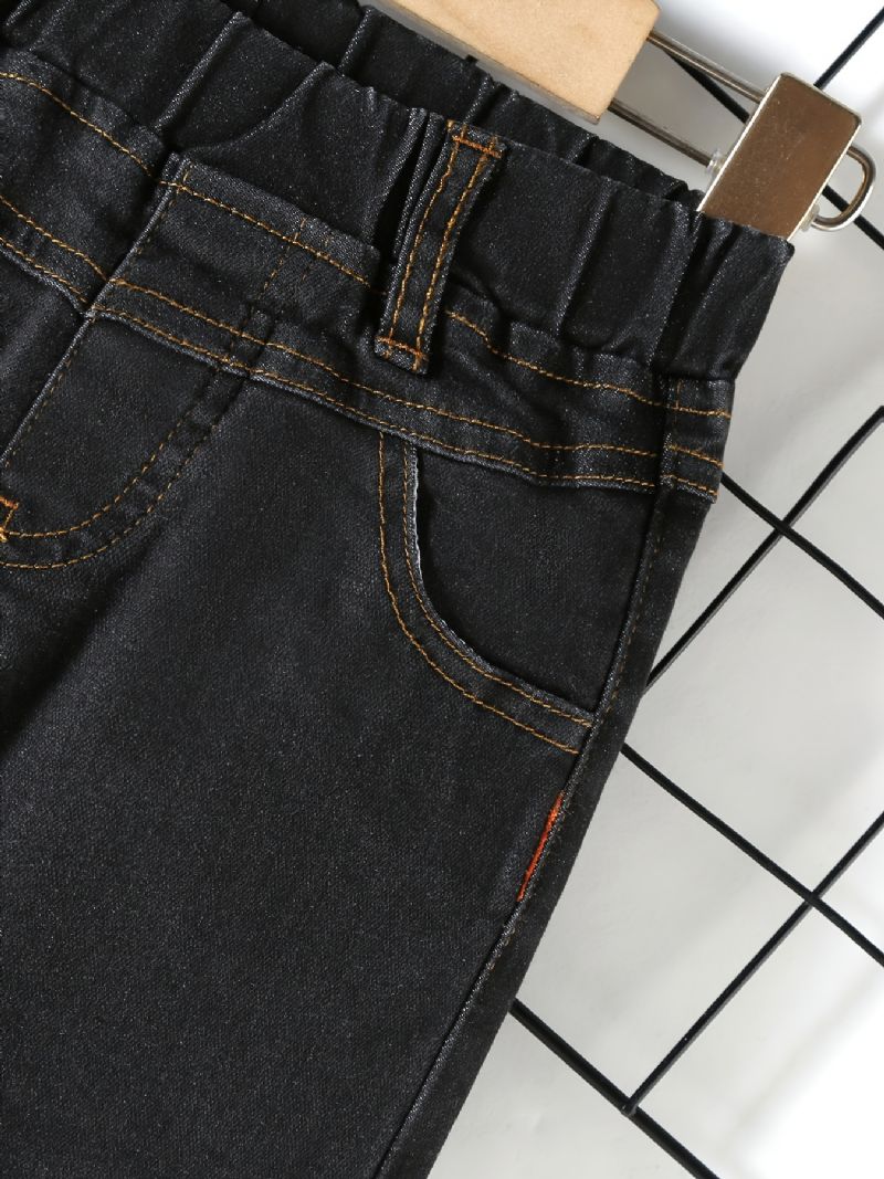 Gutter Casual Solid Black Denim Jeans Med Elastisk Midje