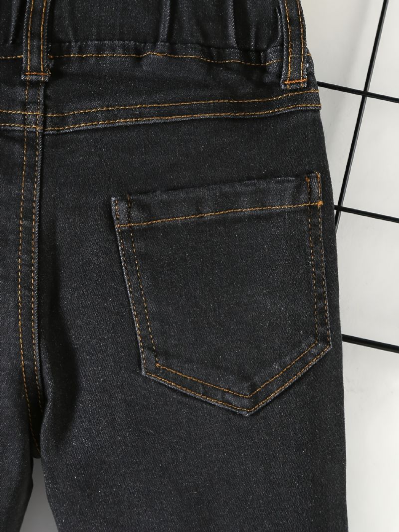 Gutter Casual Solid Black Denim Jeans Med Elastisk Midje