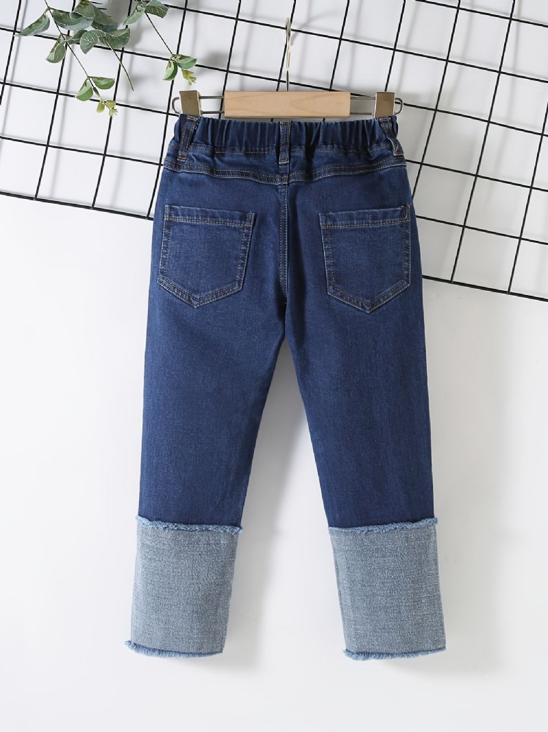 Gutter Casual Solid Stitching Denim Jeans Med Elastisk Midje For Vinteren