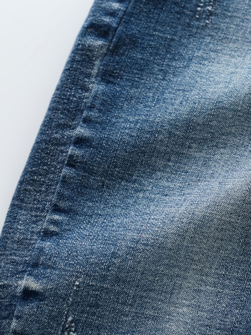 Gutter Casual Vintage Denim Jeans Elastiske Midjebukser For Vår Høst